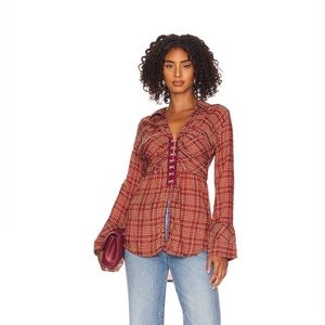 Free People - Catalina Remade Shirt, Red Combo